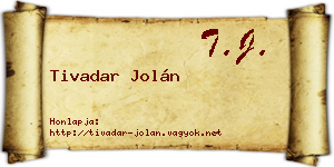 Tivadar Jolán névjegykártya